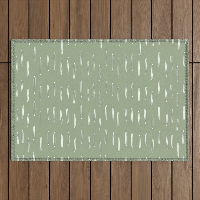Raindrop Boho Abstract Pattern, Sage Green Outdoor Rug Gallery Image 1