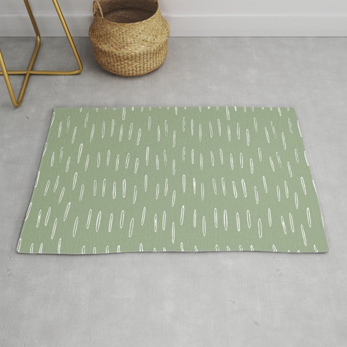 Raindrop Boho Abstract Pattern, Sage Green Rug Gallery Image 1