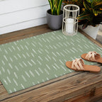 Raindrop Boho Abstract Pattern, Sage Green Outdoor Rug Gallery Image 2