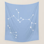 Sagittarius Zodiac Star Constellation Line Art Sky Blue Wall Tapestry Gallery Image 4