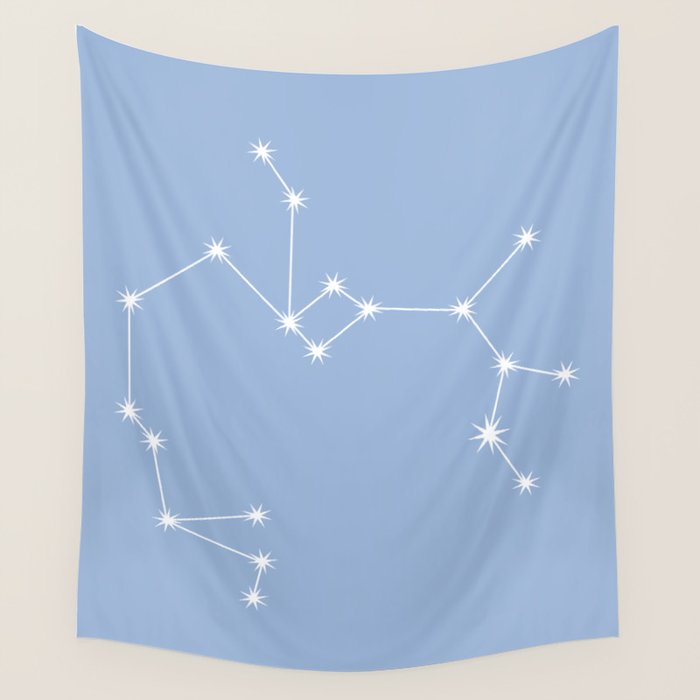 Sagittarius Zodiac Star Constellation Line Art Sky Blue Wall Tapestry Gallery Image 4