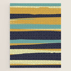 Stripes Abstract, Yellow, Teal, Navy Blue Jigsaw Puzzle Gallery Image 1