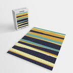 Stripes Abstract, Yellow, Teal, Navy Blue Jigsaw Puzzle Gallery Image 2