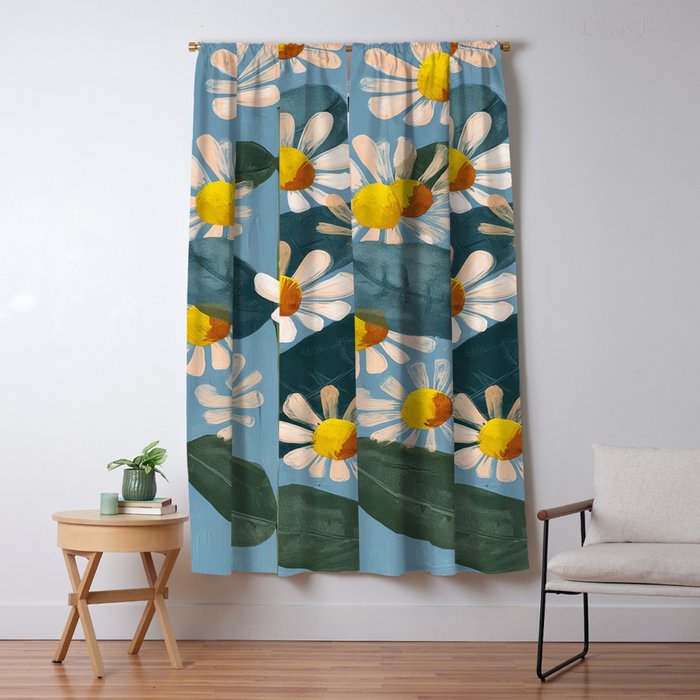 Daisy Flower Painting Window Curtain Gallery Image 1