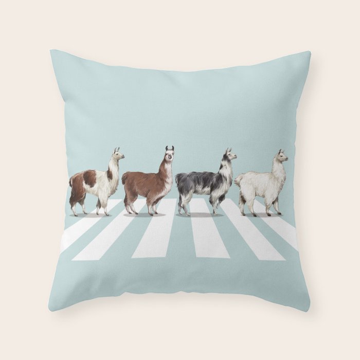 Llama The Abbey Road #1 Throw Pillow Gallery Image 1