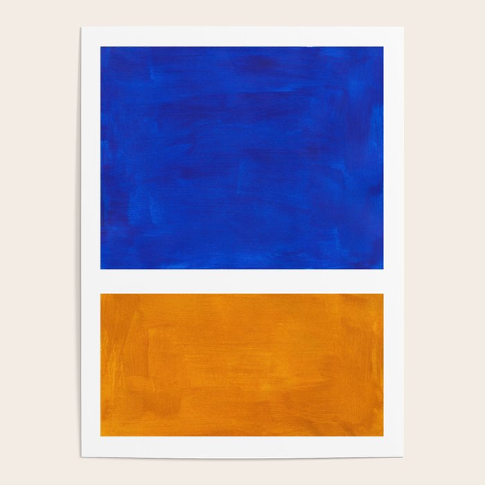 Phthalo Blue Yellow Ochre Mid Century Modern Abstract Minimalist Rothko Color Field Squares Poster Gallery Image 4