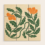 Midcentury Nasturtium on Vines Wood Wall Art Gallery Image 1