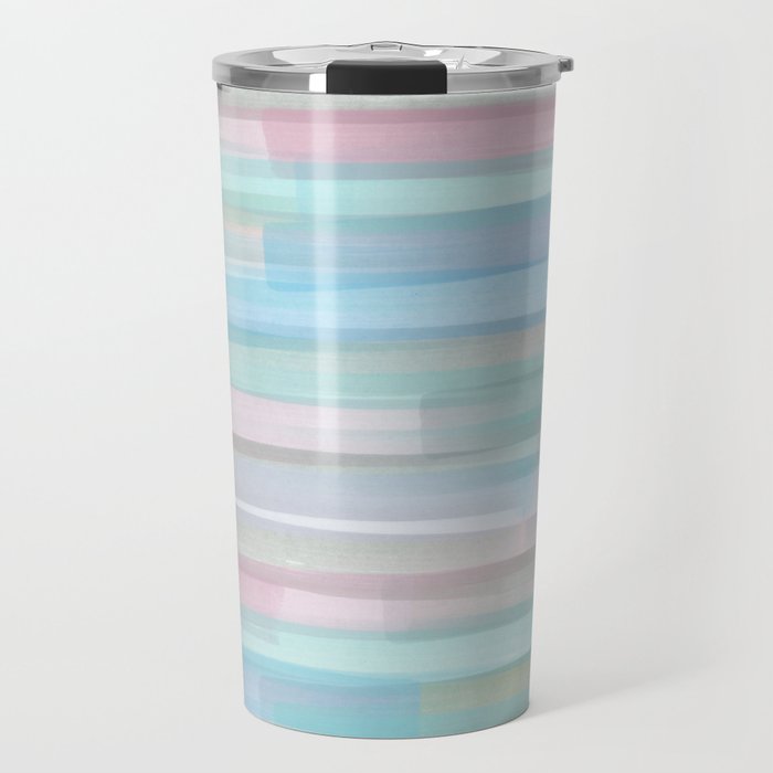 Abstract Watercolor Waves in Sky & Seafoam Travel Mug Gallery Image 1