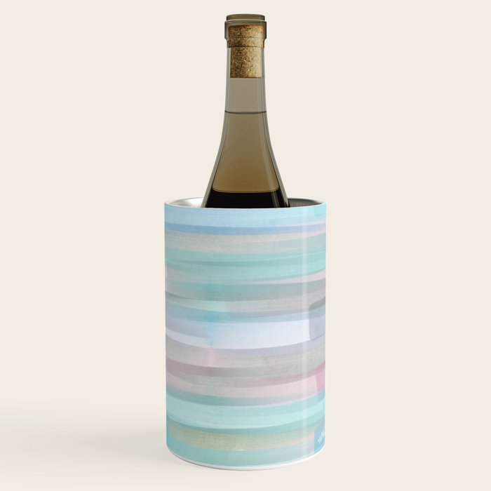 Abstract Watercolor Waves in Sky & Seafoam Wine Chiller Gallery Image 3