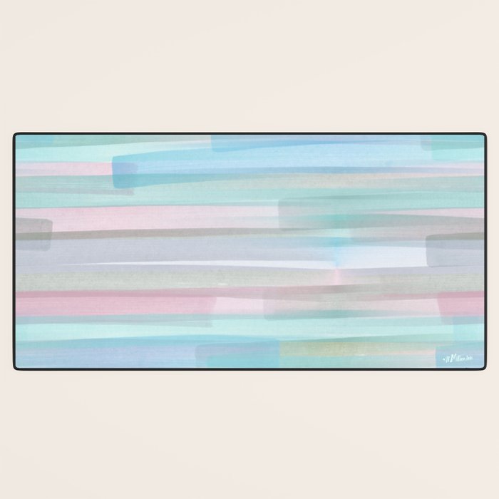 Abstract Watercolor Waves in Sky & Seafoam Desk Mat Gallery Image 3