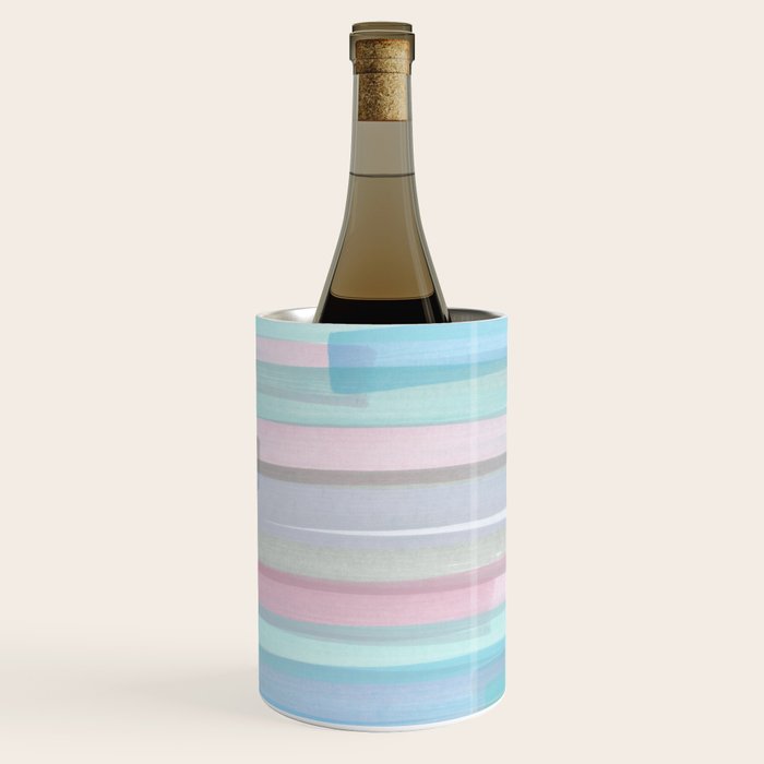 Abstract Watercolor Waves in Sky & Seafoam Wine Chiller Gallery Image 2