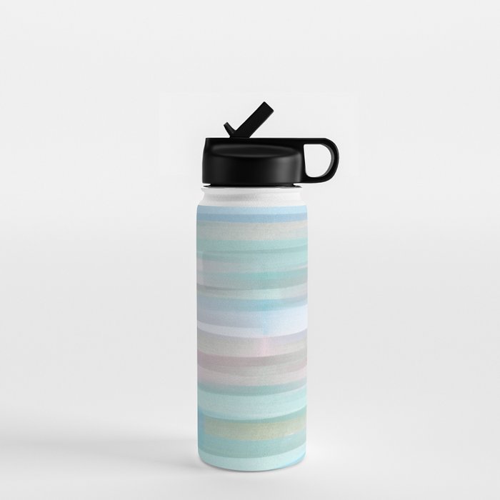 Abstract Watercolor Waves in Sky & Seafoam Water Bottle Gallery Image 1