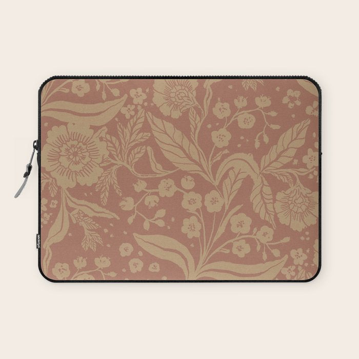 Terracotta and Golden Floral Pattern   Laptop Sleeve Gallery Image 1