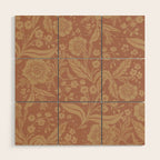Terracotta and Golden Floral Pattern   Wood Wall Art Gallery Image 1