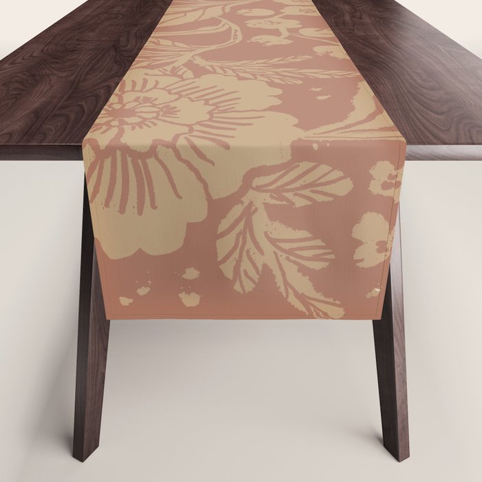 Terracotta and Golden Floral Pattern   Table Runner Gallery Image 1