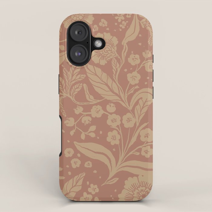 Terracotta and Golden Floral Pattern   iPhone Case Gallery Image 1
