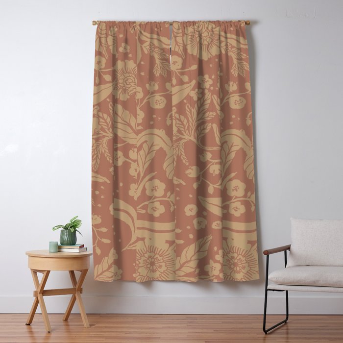 Terracotta and Golden Floral Pattern   Window Curtain Gallery Image 5