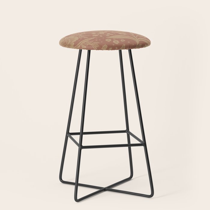 Terracotta and Golden Floral Pattern   Stool Gallery Image 1