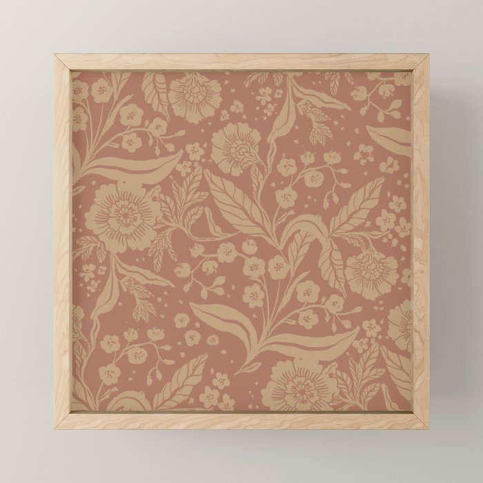 Terracotta and Golden Floral Pattern   Mini Art Print Gallery Image 1