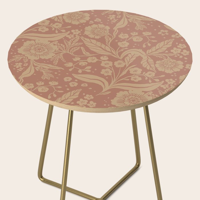 Terracotta and Golden Floral Pattern   Side Table Gallery Image 2