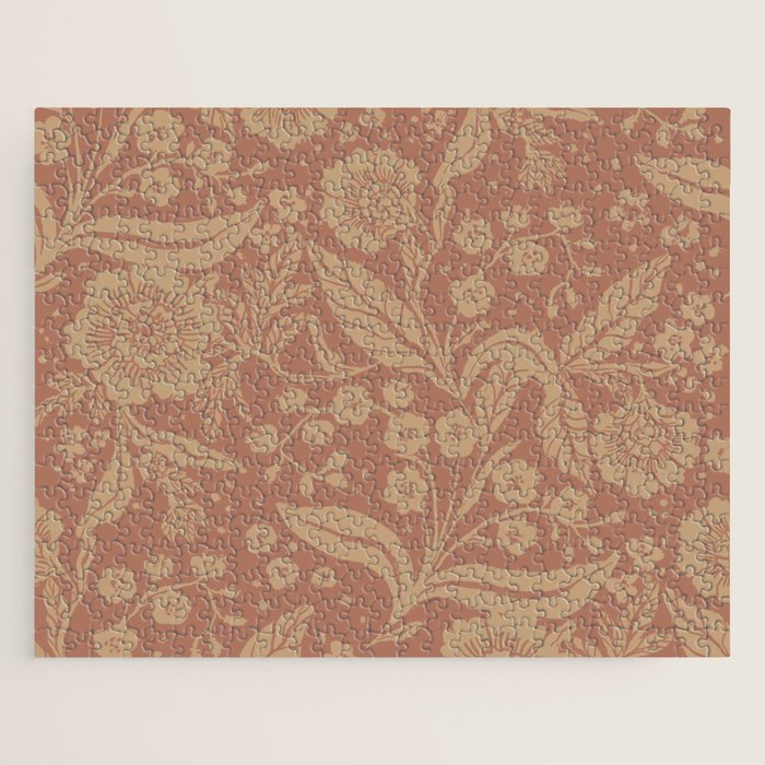 Terracotta and Golden Floral Pattern   Jigsaw Puzzle Gallery Image 1