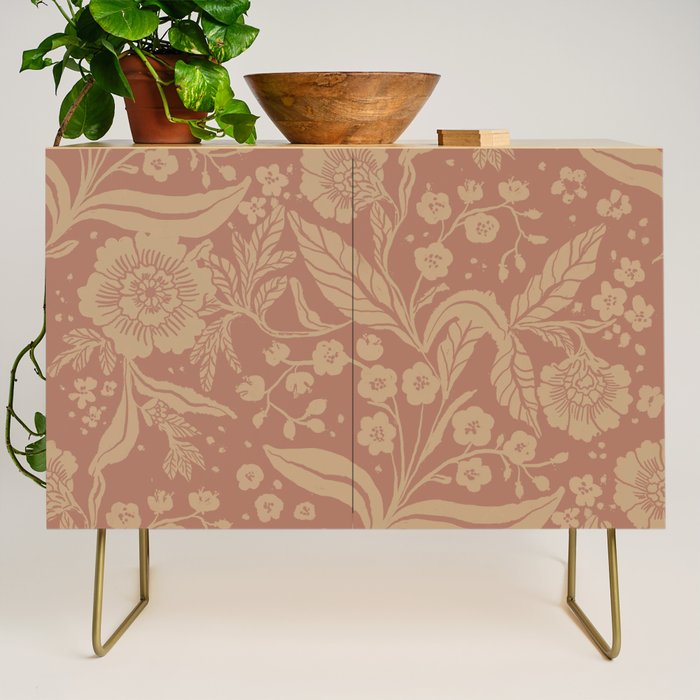 Terracotta and Golden Floral Pattern   Credenza Gallery Image 1