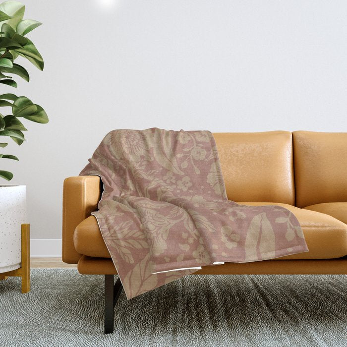 Terracotta and Golden Floral Pattern   Throw Blanket Gallery Image 1
