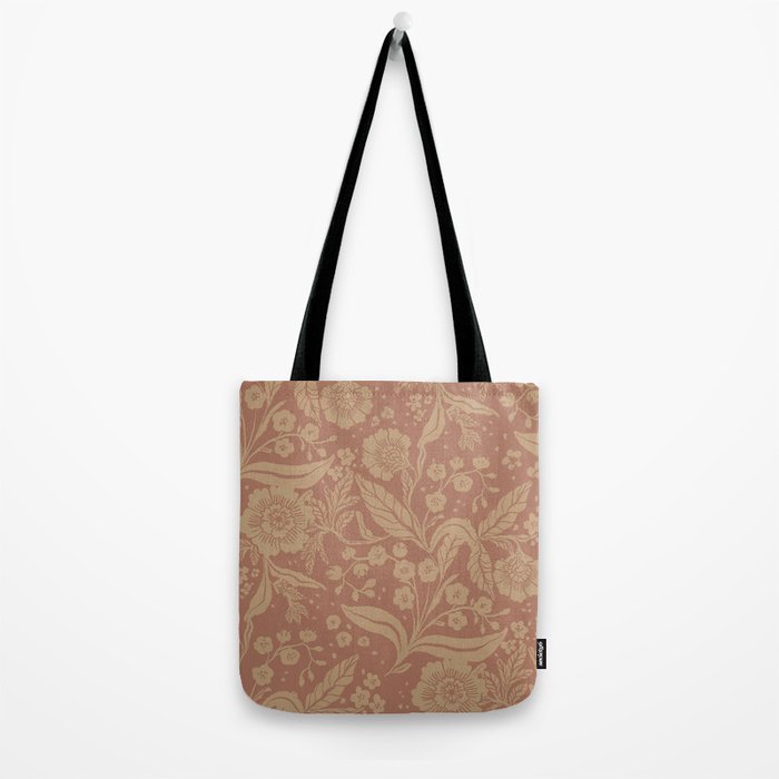 Terracotta and Golden Floral Pattern   Tote Bag Gallery Image 2