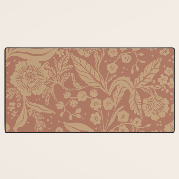 Terracotta and Golden Floral Pattern   Desk Mat Gallery Image 3