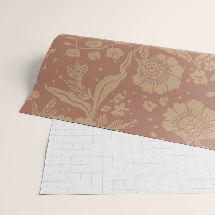 Terracotta and Golden Floral Pattern   Wrapping Paper Gallery Image 2