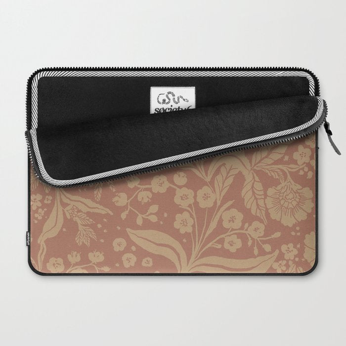 Terracotta and Golden Floral Pattern   Laptop Sleeve Gallery Image 2