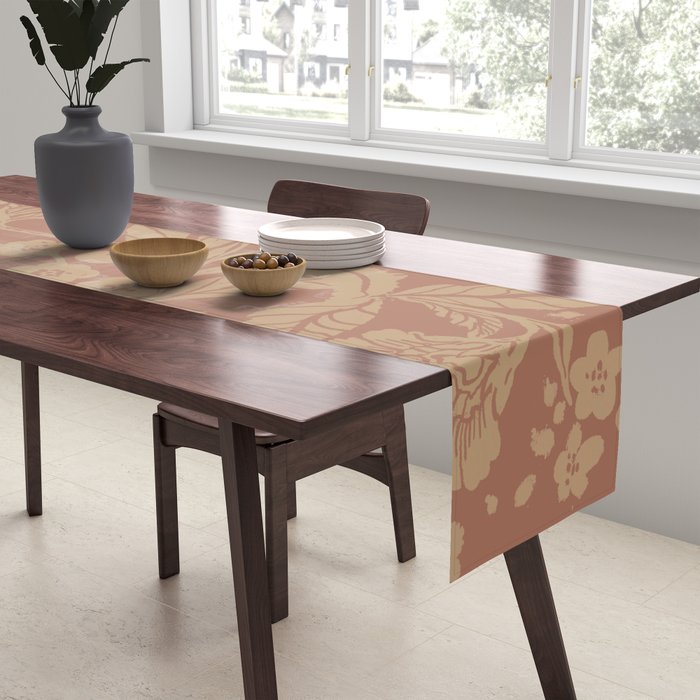Terracotta and Golden Floral Pattern   Table Runner Gallery Image 2