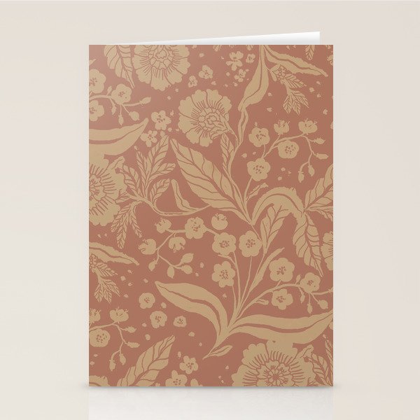 Terracotta and Golden Floral Pattern   Stationery Card Gallery Image 1
