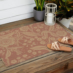 Terracotta and Golden Floral Pattern   Outdoor Rug Gallery Image 2