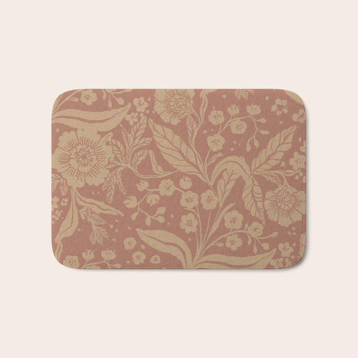 Terracotta and Golden Floral Pattern   Bath Mat Gallery Image 1