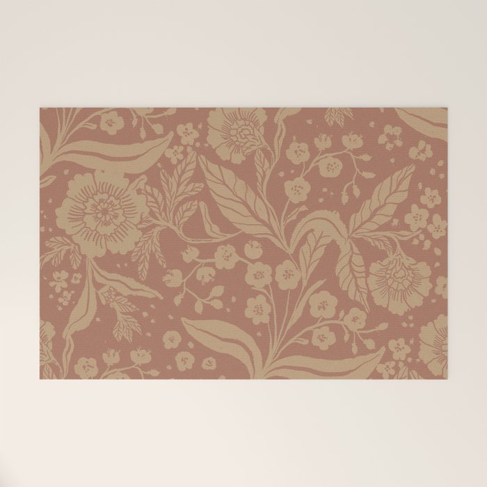 Terracotta and Golden Floral Pattern   Welcome Mat Gallery Image 1