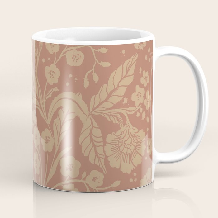 Terracotta and Golden Floral Pattern   Coffee Mug Gallery Image 1