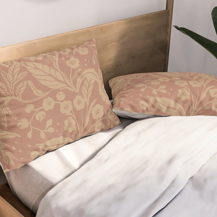 Terracotta and Golden Floral Pattern   Pillow Sham Gallery Image 2