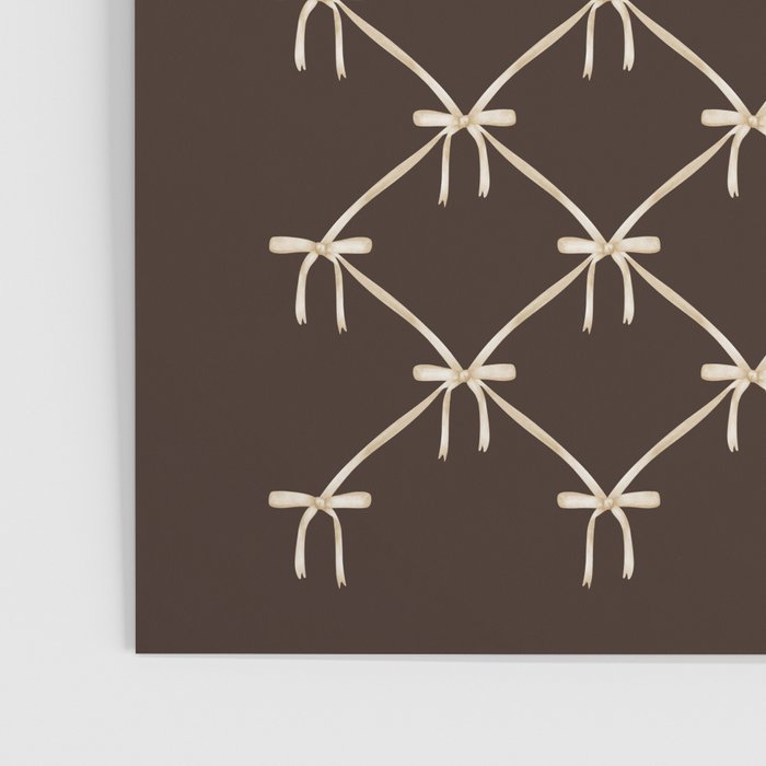 Bows and Ribbons Pattern LXIII Mocha Brown Poster Gallery Image 3