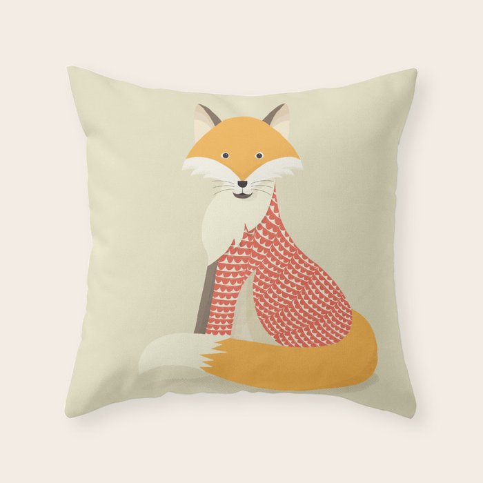 Whimsical Red Fox Throw Pillow Gallery Image 1