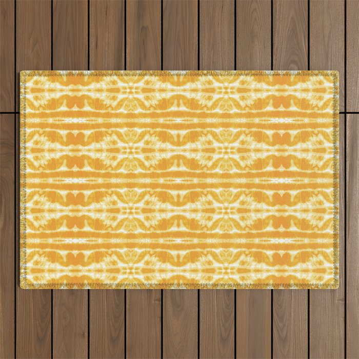 Yellow Tie Dye Twos Outdoor Rug Gallery Image 1