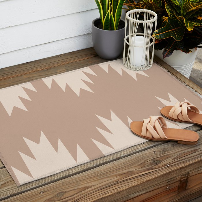 Geometric Southwestern Minimalism - Neutral Natural Beige Outdoor Rug Gallery Image 2