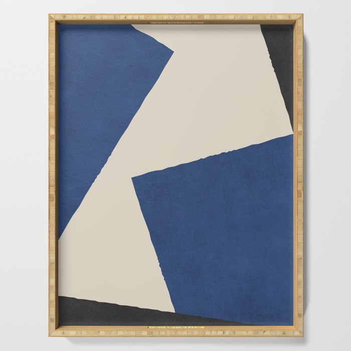 Graphic Edge Shapes - Bleu Navy Serving Tray Gallery Image 1