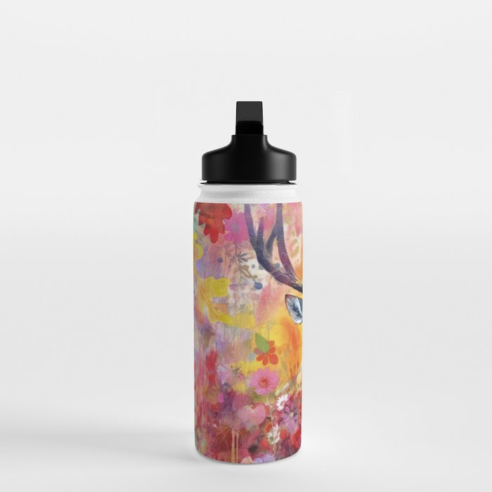 Colorful Wild Deer Indian Summer  Woodland Flora And Wildlife Water Bottle Gallery Image 3