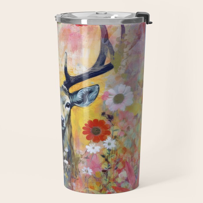 Colorful Wild Deer Indian Summer  Woodland Flora And Wildlife Travel Mug Gallery Image 2
