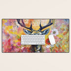 Colorful Wild Deer Indian Summer  Woodland Flora And Wildlife Desk Mat Gallery Image 1