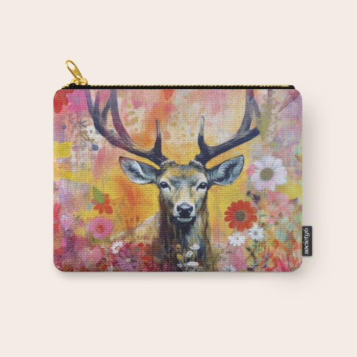 Colorful Wild Deer Indian Summer  Woodland Flora And Wildlife Carry All Pouch Gallery Image 1
