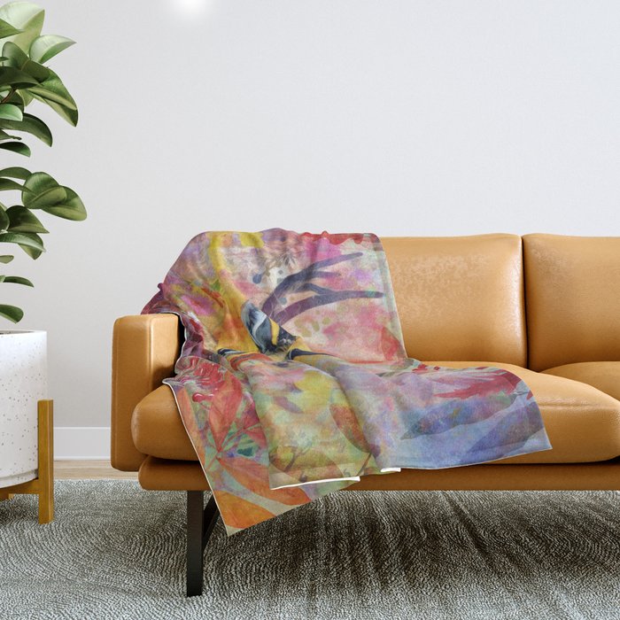 Colorful Wild Deer Indian Summer  Woodland Flora And Wildlife Throw Blanket Gallery Image 1
