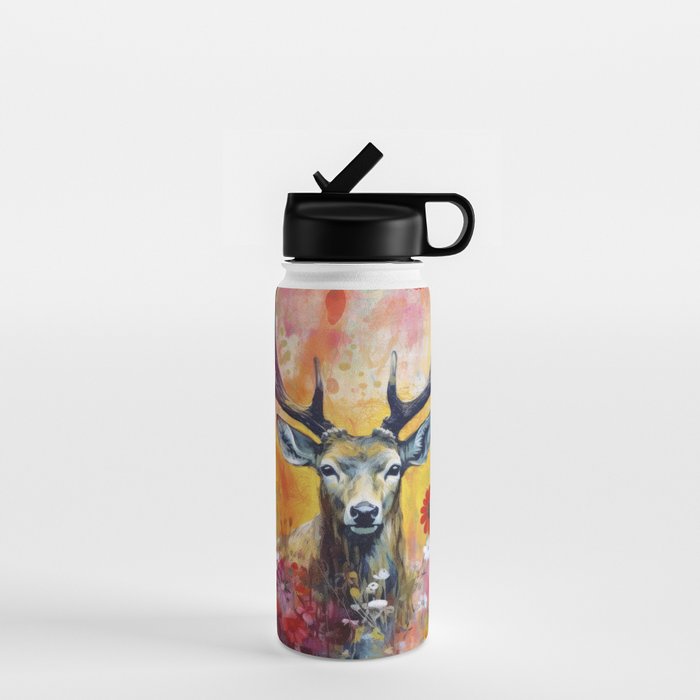 Colorful Wild Deer Indian Summer  Woodland Flora And Wildlife Water Bottle Gallery Image 1