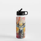 Colorful Wild Deer Indian Summer  Woodland Flora And Wildlife Water Bottle Gallery Image 1